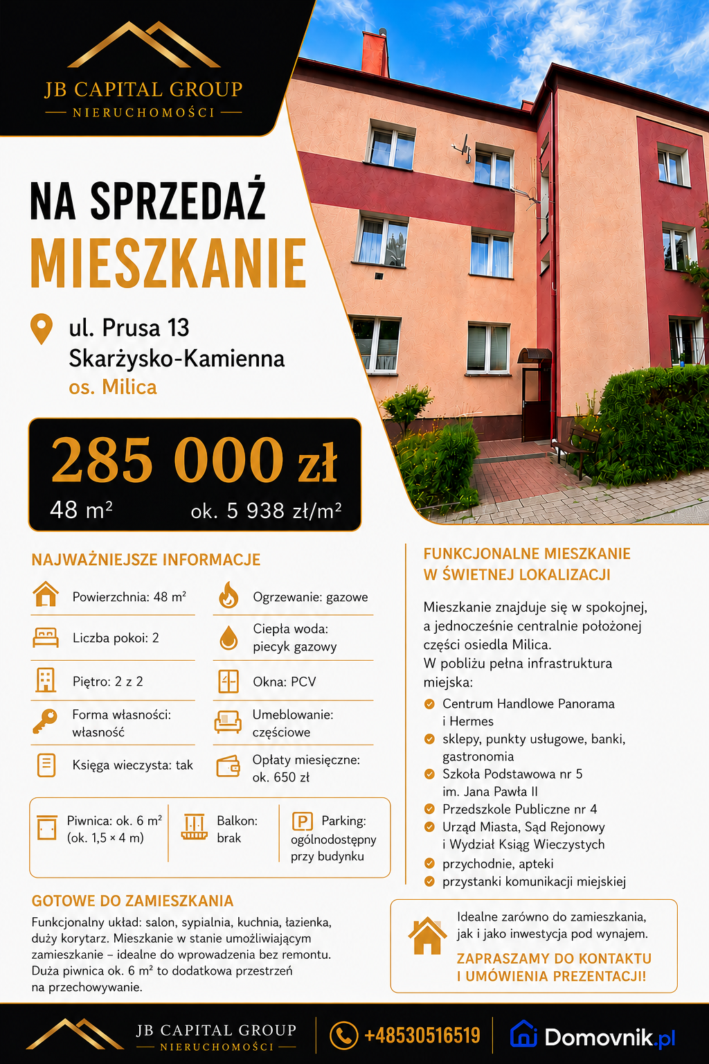 Mieszkanie 48 m² z dużą piwnicą – ul. Prusa 13, Skarżysko-Kamienna – zdjęcie 6